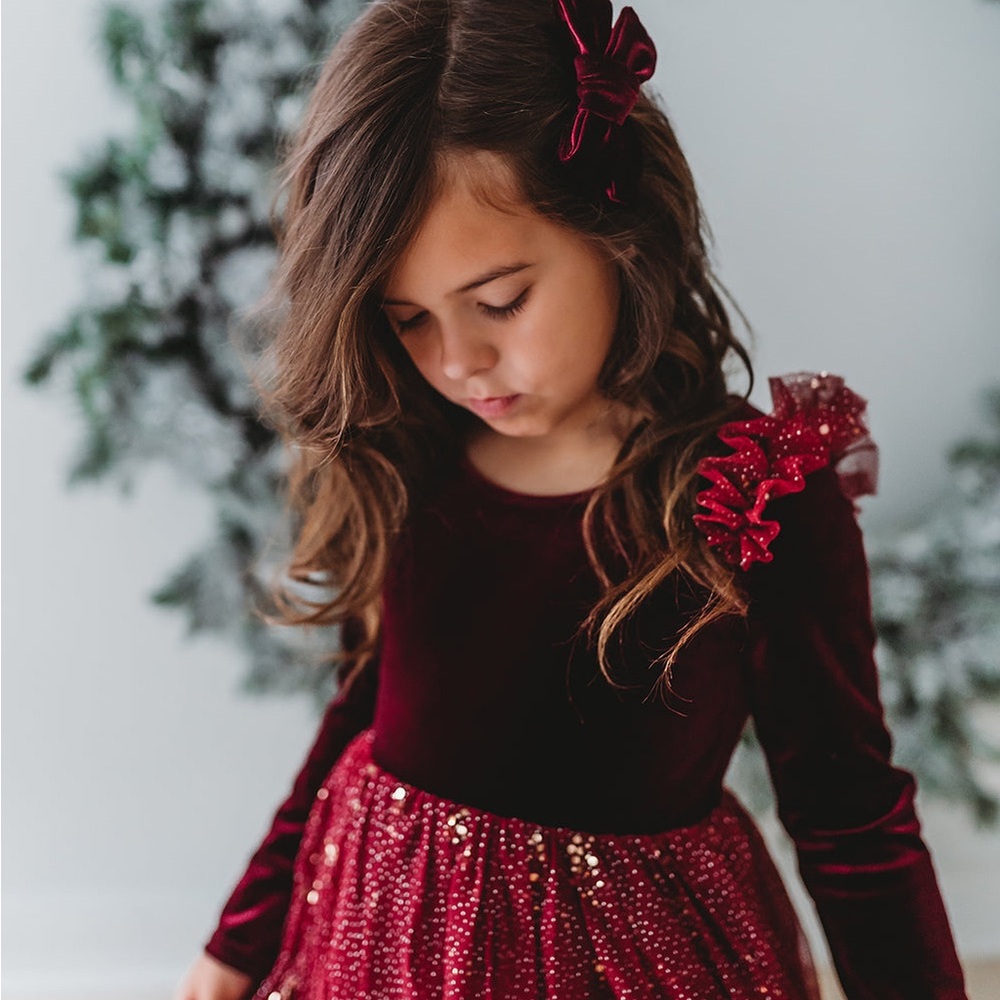 Elestory VELOUR BALLERINA DRESS - RED VELVET